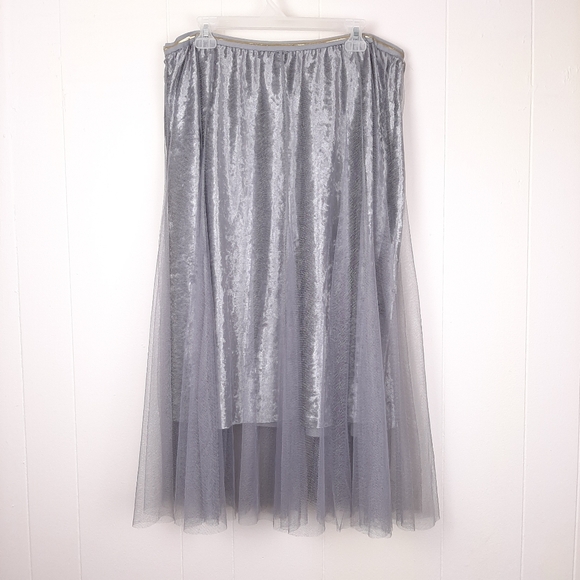 Raga tulle velvet midi skirt pearl accent elastic waist fairy ethereal plus size - Picture 2 of 7
